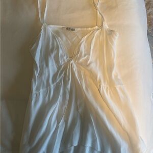 White Satin Knot-Front Spaghetti Strap Cami